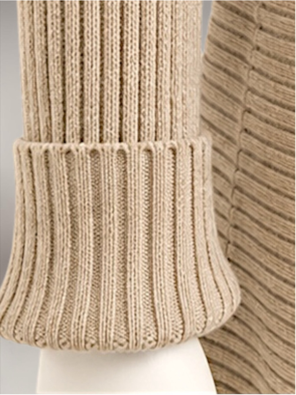Women's Ellie Beige Ribbed Knit Open Cardigan Sweater L - Picture 4 of 7